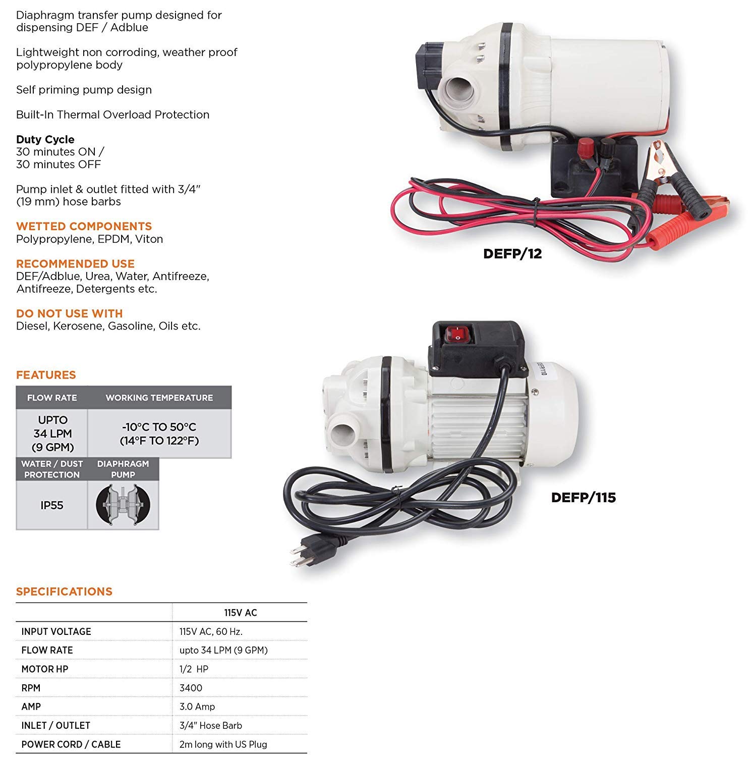 Groz 47500 115V Electric DEF Transfer Pump