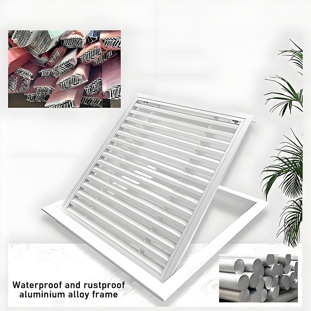 400mm*400mm Rejilla Ventilación Con Cierre Regulable, Empotrable Pared O Techo Baño, Cocina, Cuartos Húmedos Mini Persiana De Lamas Móvil Para Abrir Cerrar El Paso Del Aire(24in*12in/600mm*300mm)