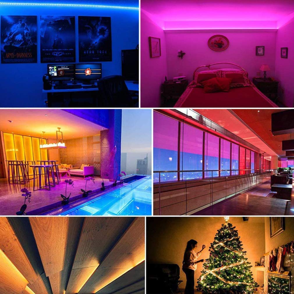 Tira Led RGB 5M, Luces Led Smart 5050 Control App Habitacion con Controlador WiFi Sincronizar Música 24 Teclas Control Remoto RF Luz De Ambiente para El Hogar Dormitorio Habitación TV Fiesta,20M
