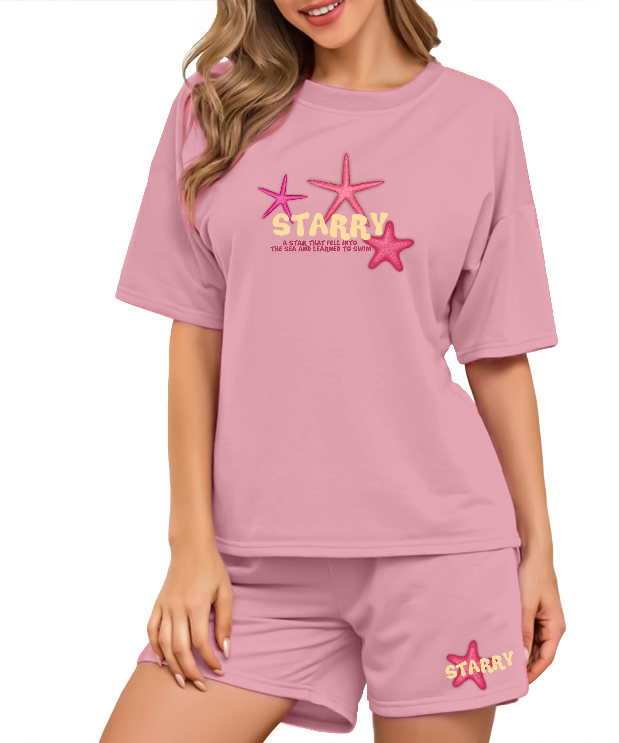 shodox Womens Cotton Blend Printed Tshirt and Short Co-ords Set (Pack of 1)-picture-52