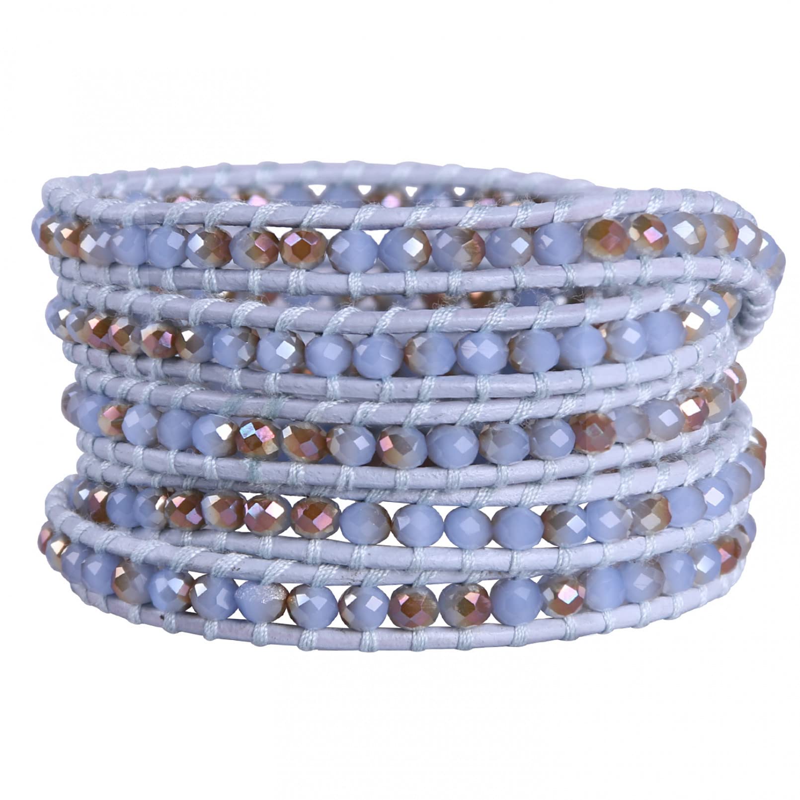 YEKIM Bracciale in rilievo Uomini multistrato avvolto Bracciale 5-Strand Crystal Beaded Bracelet Donne