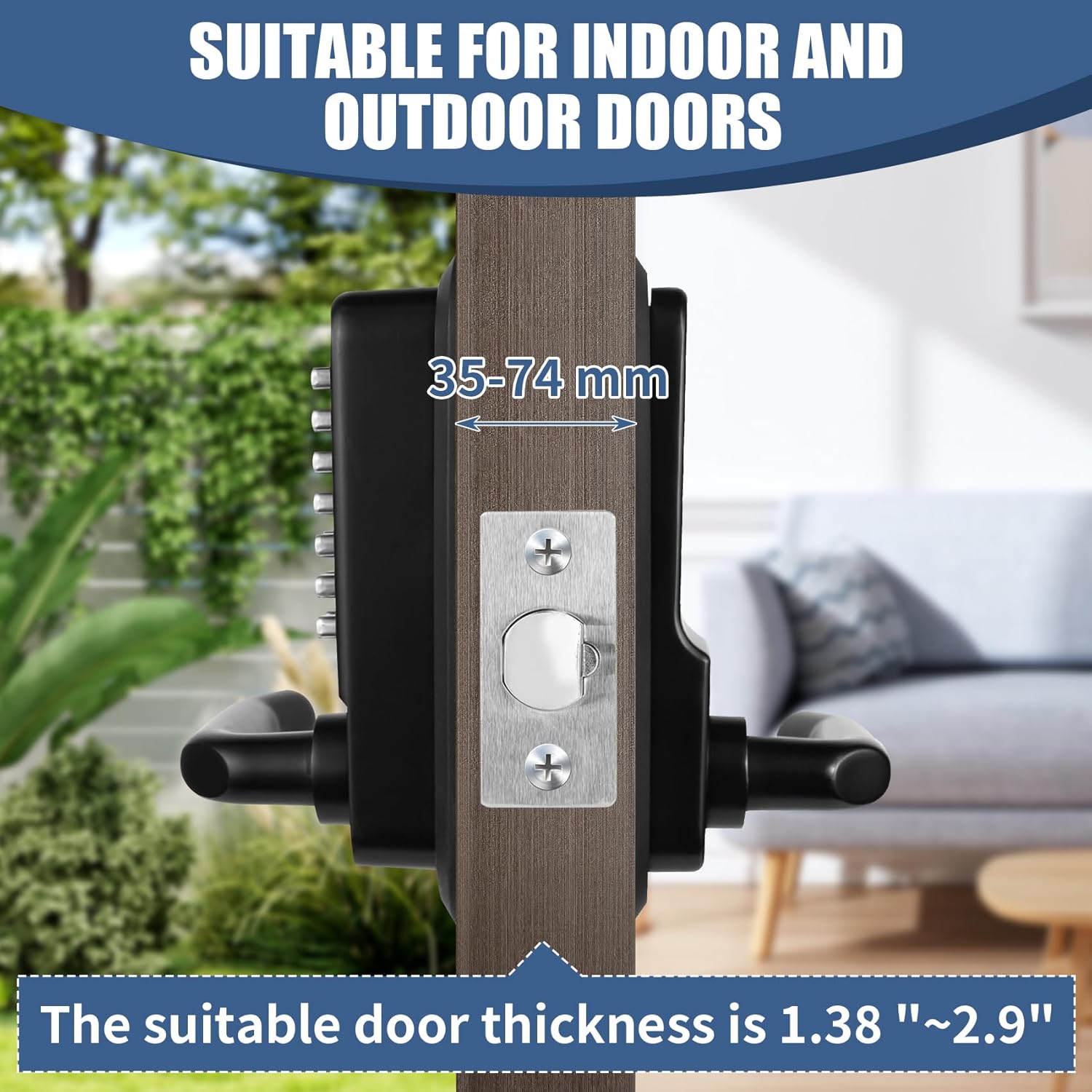 New Upgraded Gen-3 Mechanical Door Lock with Handle,Waterproof Outdoor Keyless Gate Lock with Keypad,for Bedroom,Garden,Yard, Warehouse Doors and Various Other Indoor and Outdoor Doors
