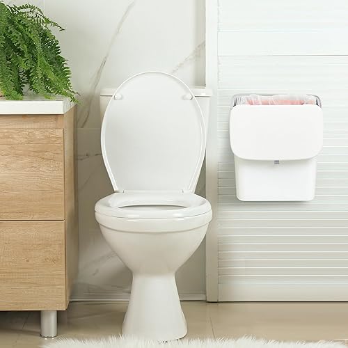 Miniatura 7 de Tioncy Receptáculo de plástico para servilletas sanitarias con recipiente extraíble y 100 forros para servilletas sanitarias de 10.2 x 6.3 x 11.6