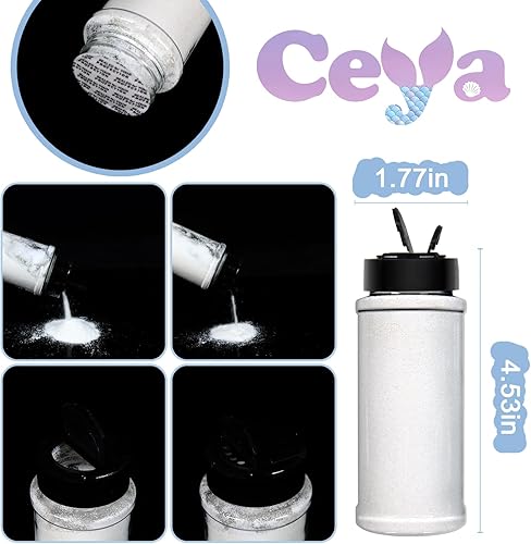 Miniatura 4 de Ceya Purpurina ultrafina de 3.5 onzas  3.53 oz de purpurina blanca perla de 1128 pulgadas 0.008 pulgadas 0.008 in para slime resina epoxi artesanal,