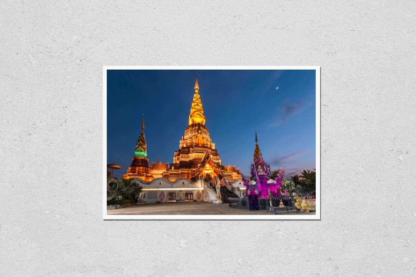 HardPress Wall Art Poster Print of Jinghong, China - December 30, 2019: Big Golden Pagoda in Jinghong, Xishuangbanna, at Dusk Also Called Dajin Pagoda