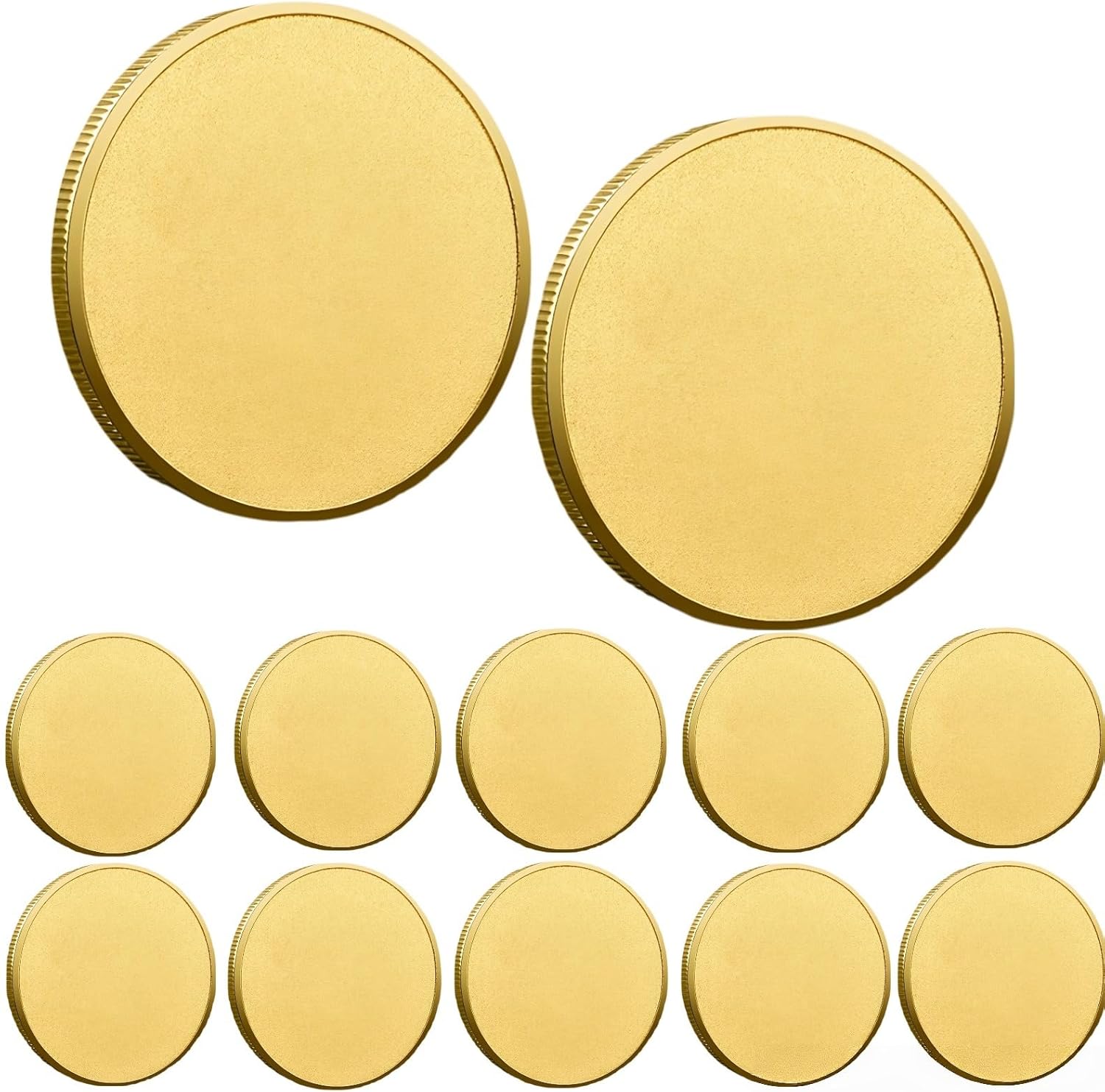 10PCS Blank Brass Coins for Laser Engraving - 40mm Unfinished Challenge Coin Blanks, Engravable Metal Coins for DIY, Customization, Memorial, Gift