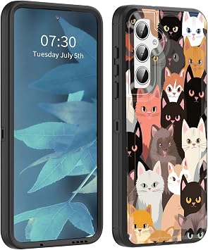 Galaxy S24 Plus用ケース、防塵ポートカバー、フルボディシリコーンゴムカバー、滑り止め落下防止電話ケース Samsung Galaxy S24 Plus 6.7インチ 2024年用、カラフルな猫