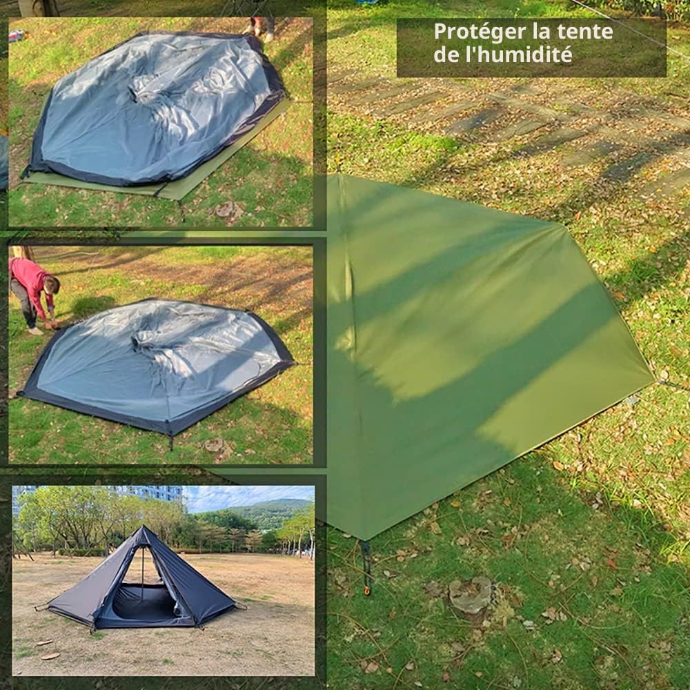 4.1x4.1m Grand Tapis de Tente de Camping Polyvalente Etanche Bâches de Sol Ultralight Tente Empreinte Tarp pour Hamac Pique-Nique Randonnée Trekking