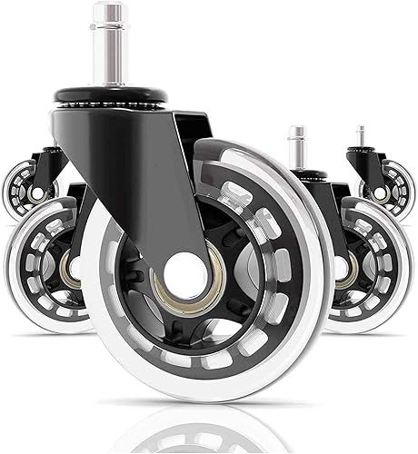 Ruedas giratorias para silla de oficina con frenos de bloqueo de silla de repuesto de 3 pulgadas de goma para silla de escritorio, ruedas de ajuste