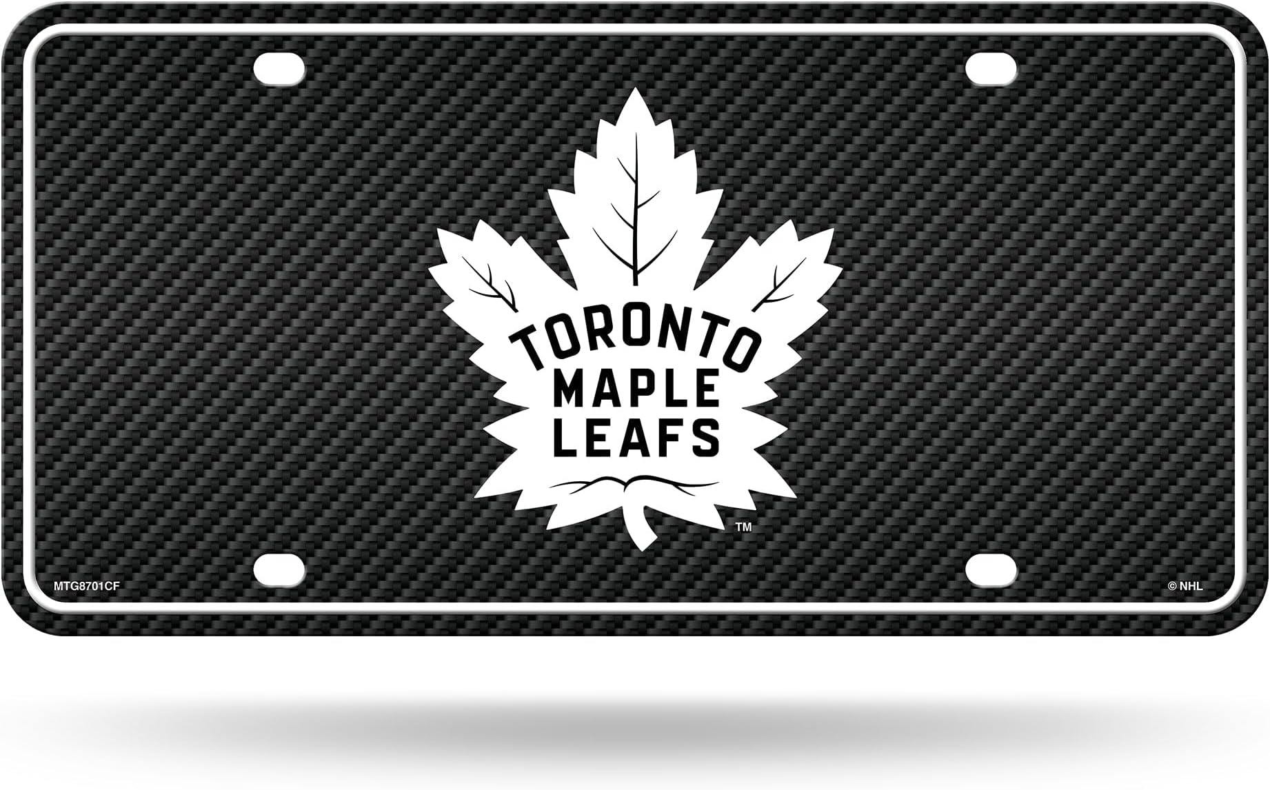 NHL Hockey Carbon Fiber Metal Auto Tag 6" x 12" - Great for Truck/Car/SUV