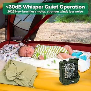 kejector Portable Rechargeable Camping Fan - Battery Operated Oscillating Fan Outdoor Travel Cordless Misting Fans with LED Lantern, USB Ports, Summer Personal Cooling Desk Fans for Tent (Green)