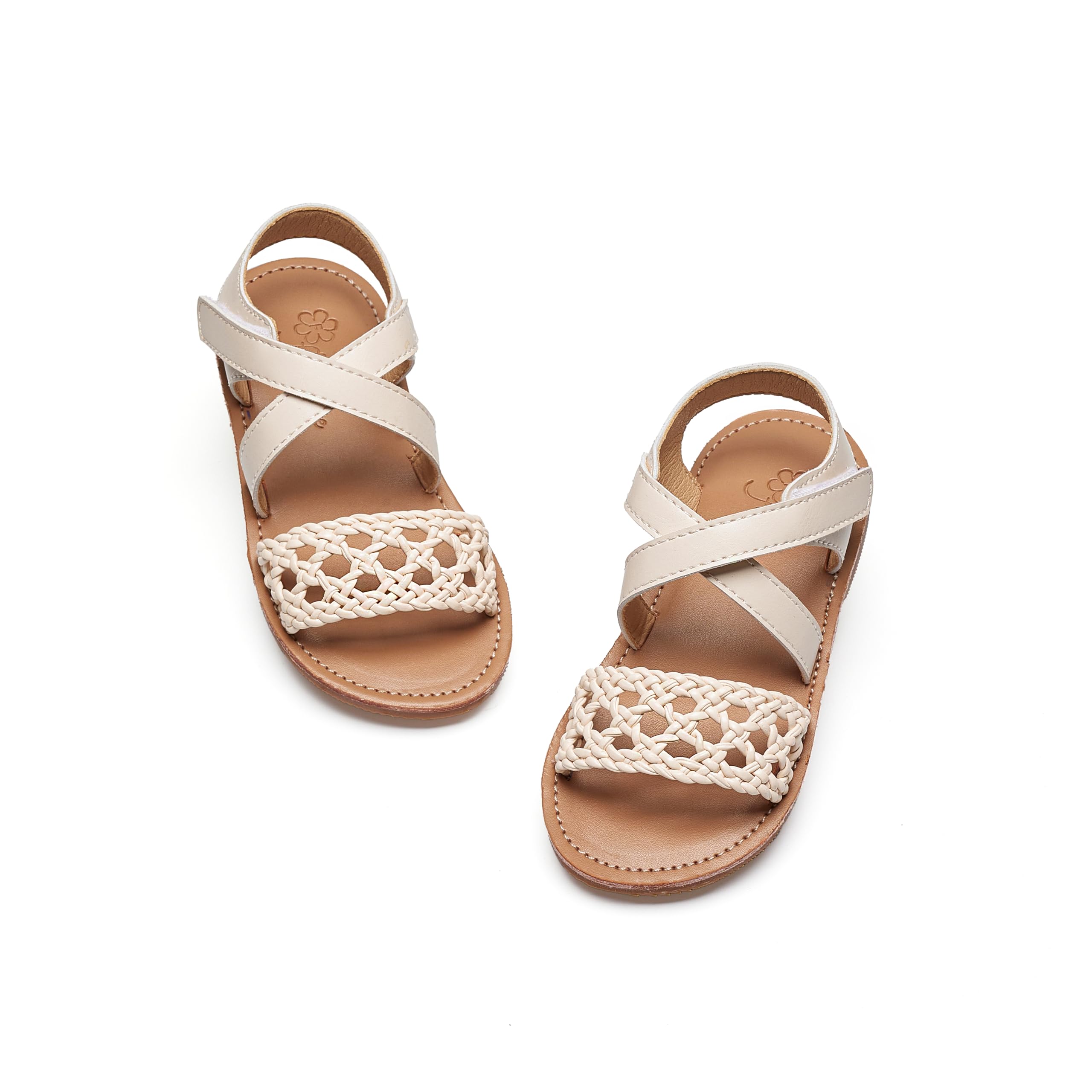 Flaryzone Toddler Girls Sandals Open Toe Flat Flower Girl Dress Shoes