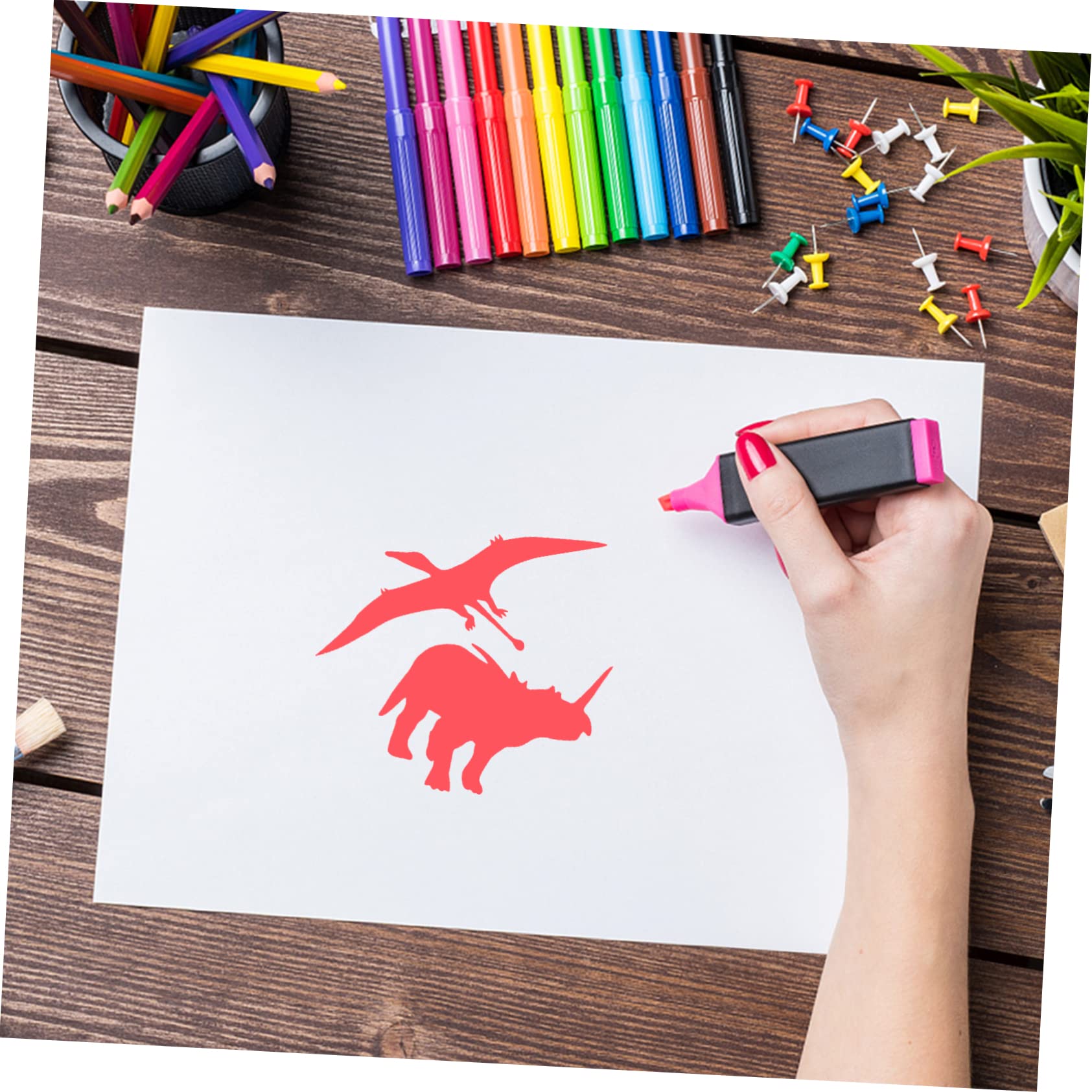 SEWOART Plantillas de Plástico de Dibujo 10 de Dinosaurios Reutilizables de Color Claro Fáciles de Limpiar y Creativas para Pintura Artística DIY Aerosol para Niños y Adultos