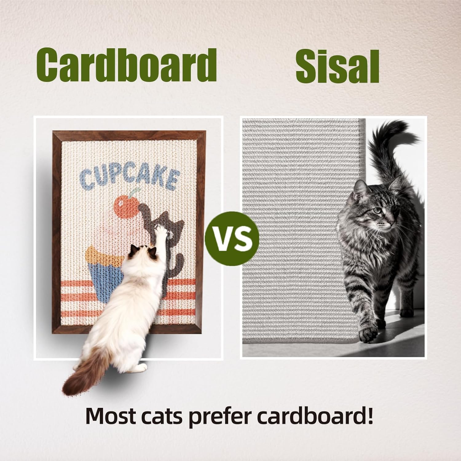 Decorative Wall Art Cat Scratcher, BC Grade Cardboard Framed 13"x17" Dust-Free Vertical Scratching Post, No-Drill Wall Mount (Renter-Friendly), Durable Cat Toy & Home Decor (Cherry) (Cherry)