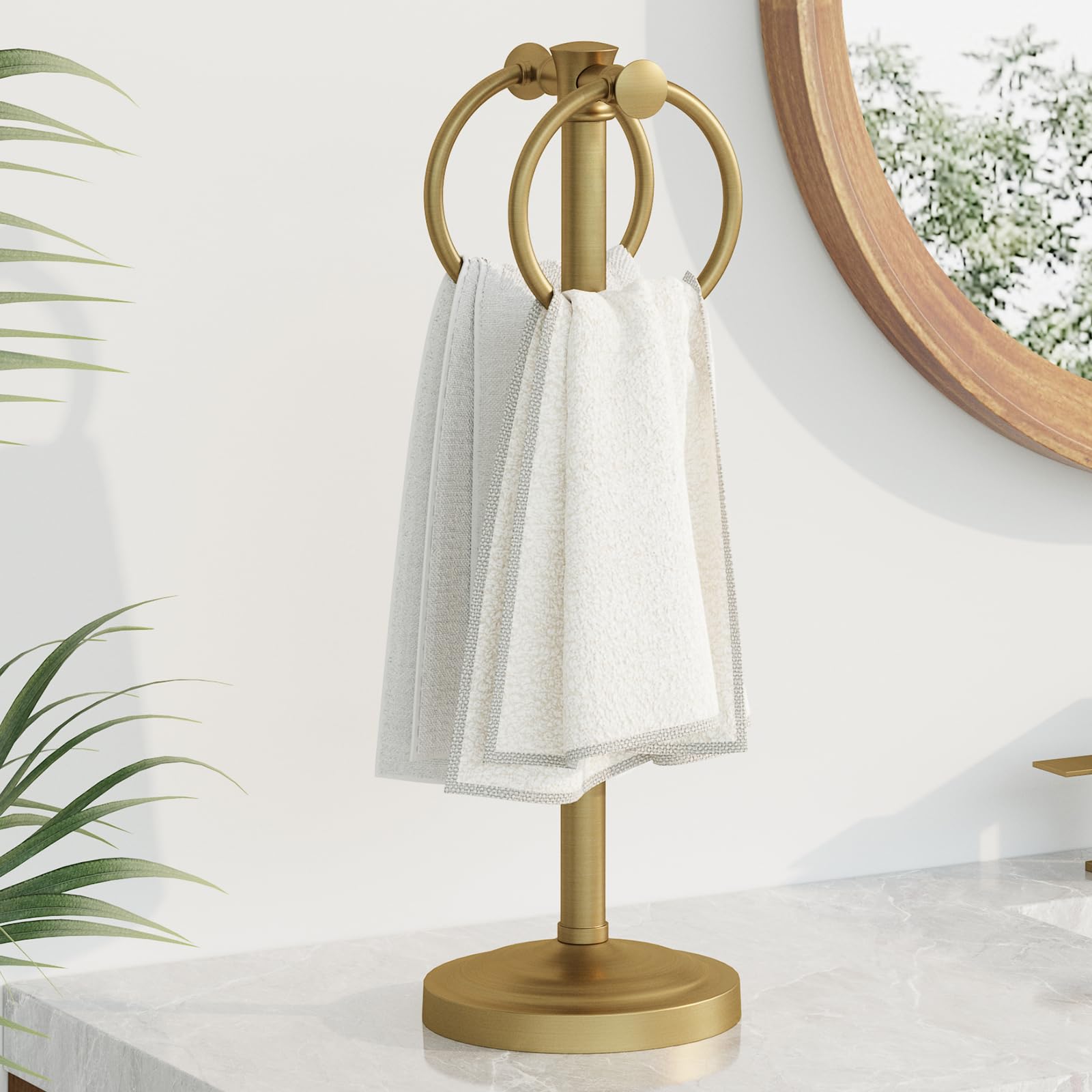 Hoimpro 17 Brushed Gold Free Standing Towel Rack Bracket Double
