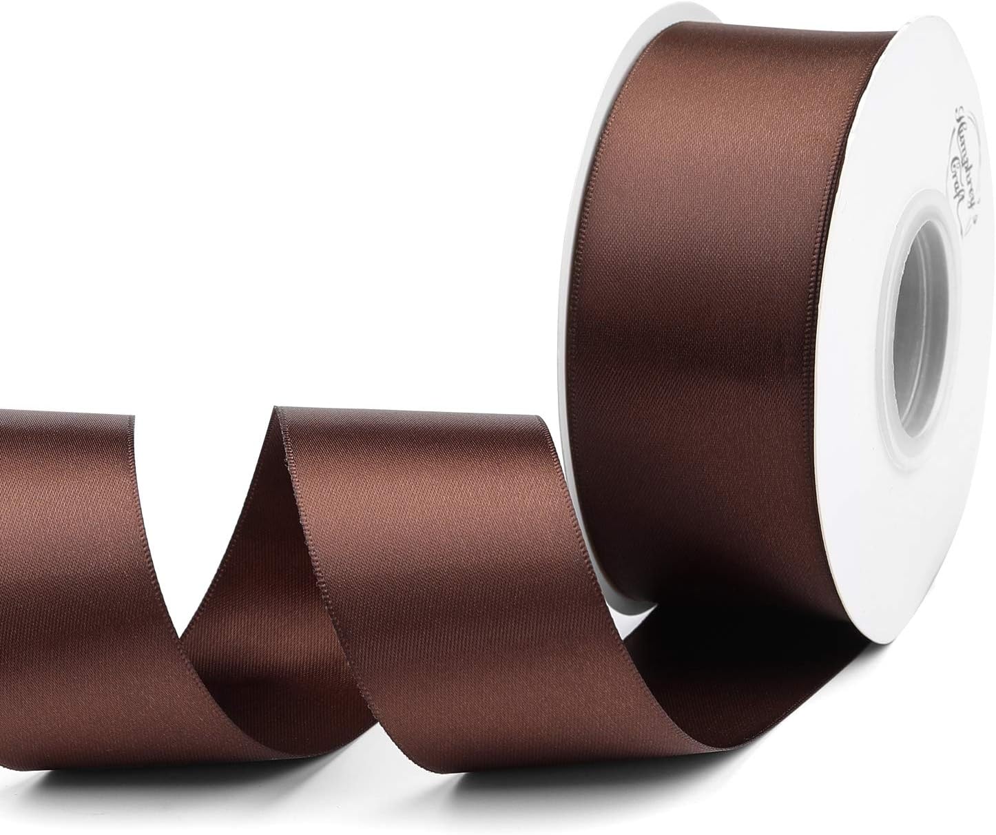 Humphrey's Craft1-1/2 inch Double Face Solid Satin Ribbon 100% Polyester Ribbon Roll -25 Yard brown HC1208025