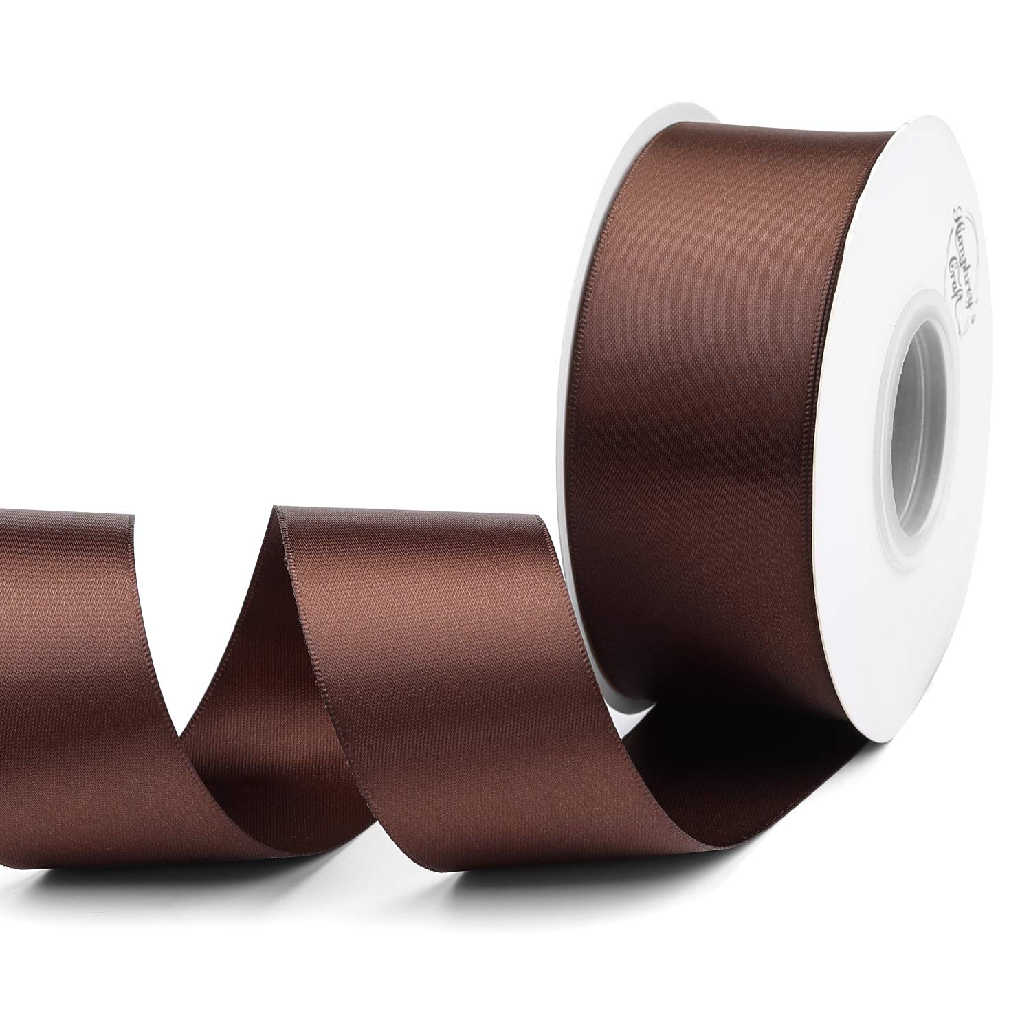 Humphrey's Craft1-1/2 inch Double Face Solid Satin Ribbon 100% Polyester Ribbon Roll -25 Yard brown HC1208025