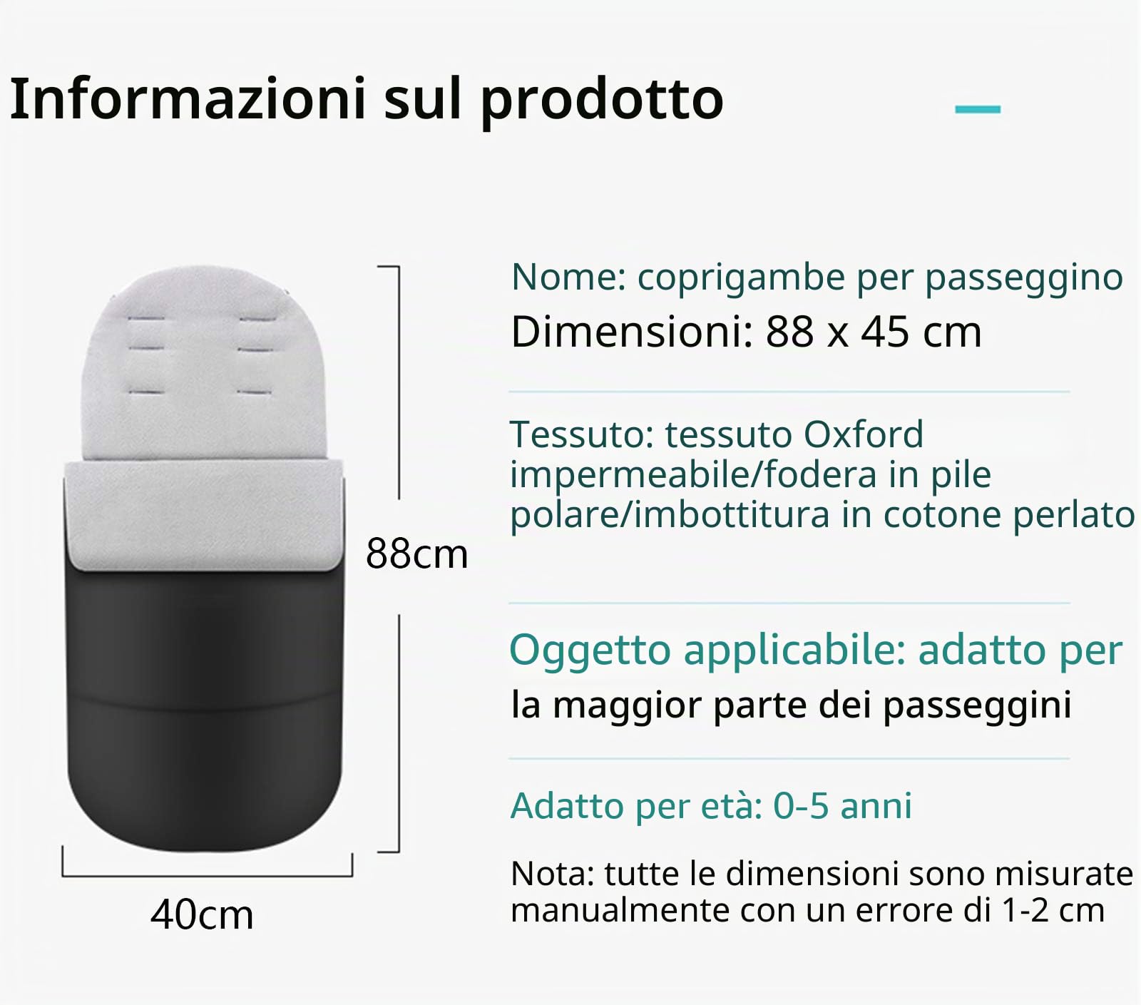 auvstar MHOYI Coprigambe Passeggino Universale,Sacco Termico per bebè,Sacco Passeggino InvernaleImpermeabile Antivento Passeggino Tappetino,Adatto per Passeggini,Seggiolini Auto (Grigio)