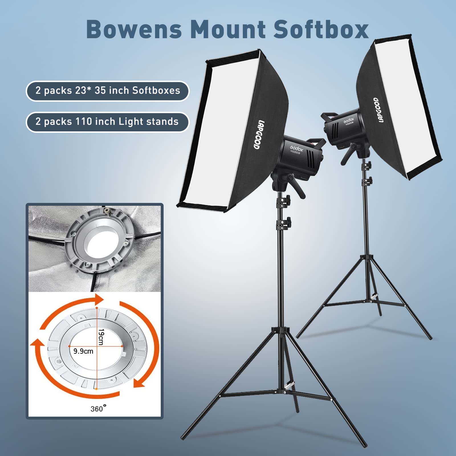 Amazon.com : Godox MS300V Studio Flash Kit (2X 300W) with 2