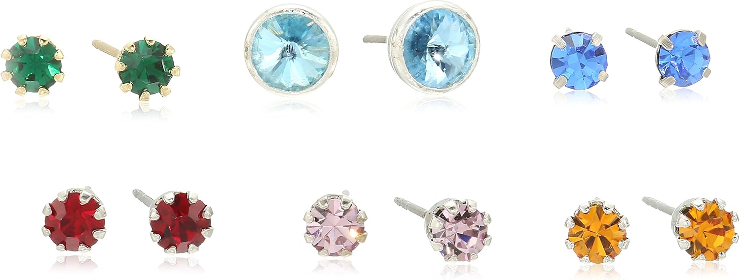 1928 Jewelry Multicolor Austrian Crystal Stud Set Earrings