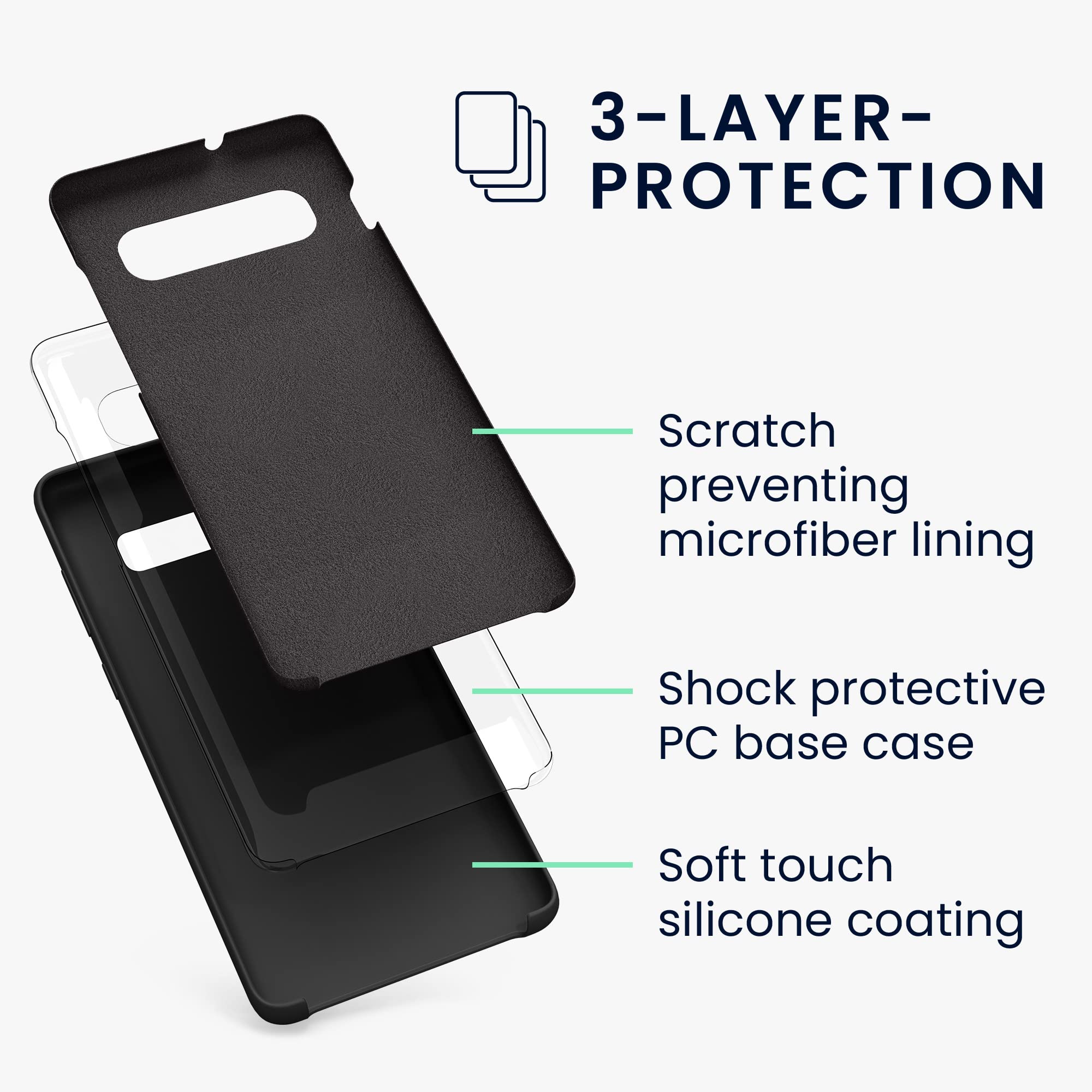 kwmobile Case for Samsung Galaxy S10 Plus / S10+ Case - Soft Cover - Shockproof Silicone - Wireless Charging Black Matte — view 2