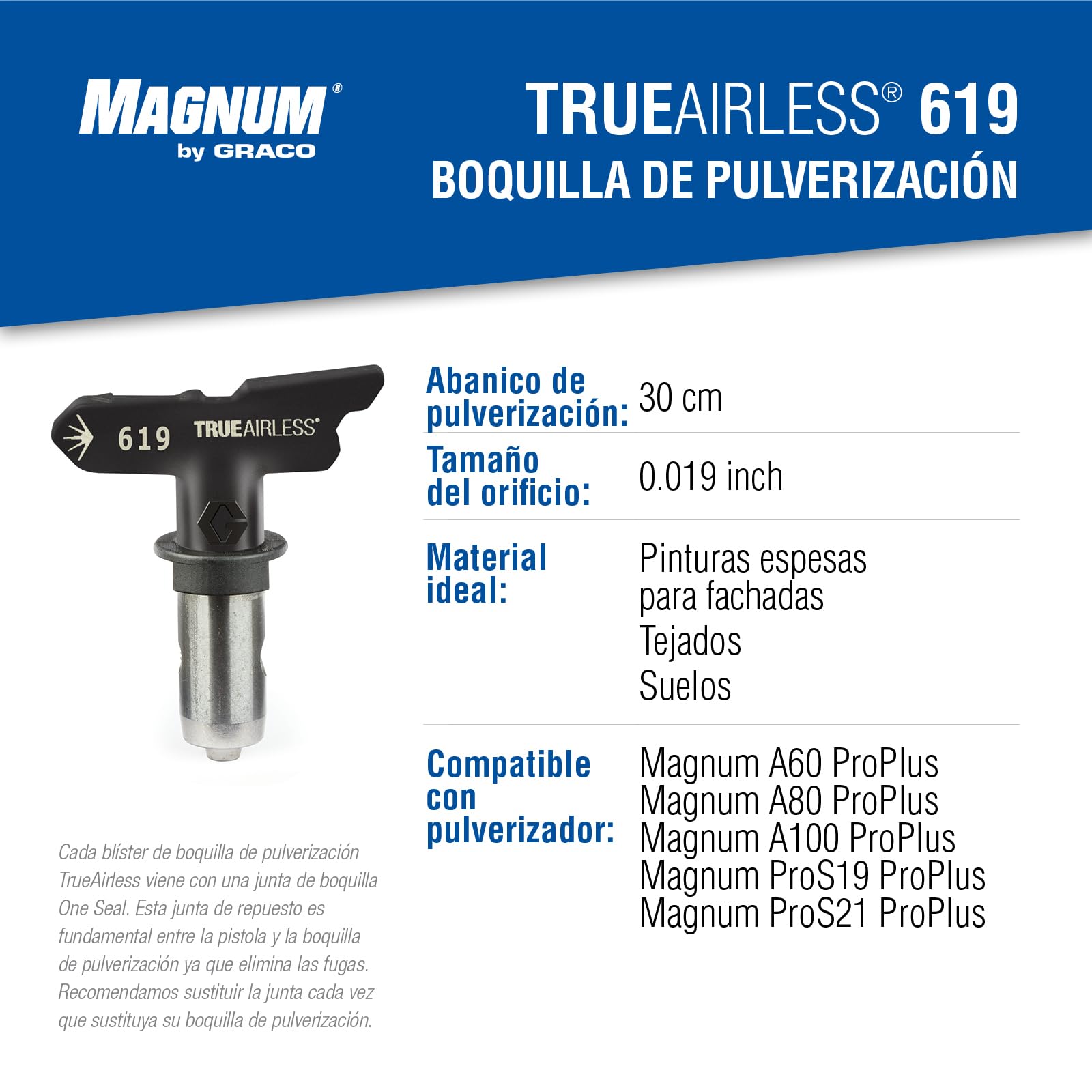 Graco TRA619 Boquilla de pulverización TrueAirless 619 - para Magnum A60, A80, A100, ProS19, ProS21