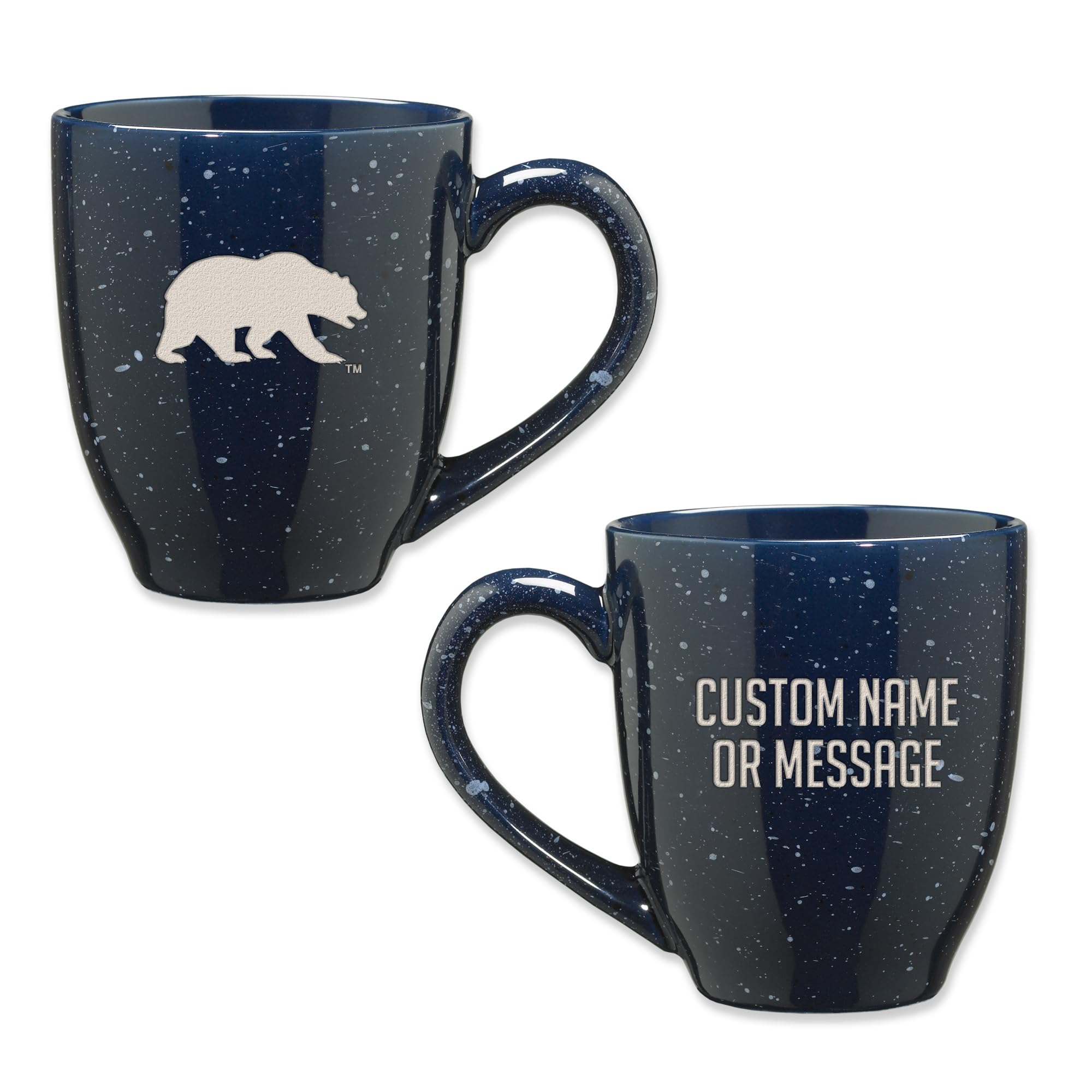 Rico Industries NCAA Cal Berkeley Golden Bears Navy Blue Personalized 16 oz Team Color Laser Engraved Speckled Ceramic Coffee Mug