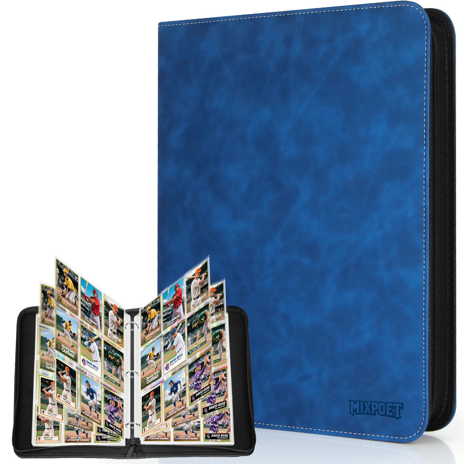 MIXPOET Trading Card Binder, Cards Folder Album with Sleeves, 9 Slot 900 Pockets, Collectible Games Storage Holder, MTG TCG Baseball Football Sports Cards