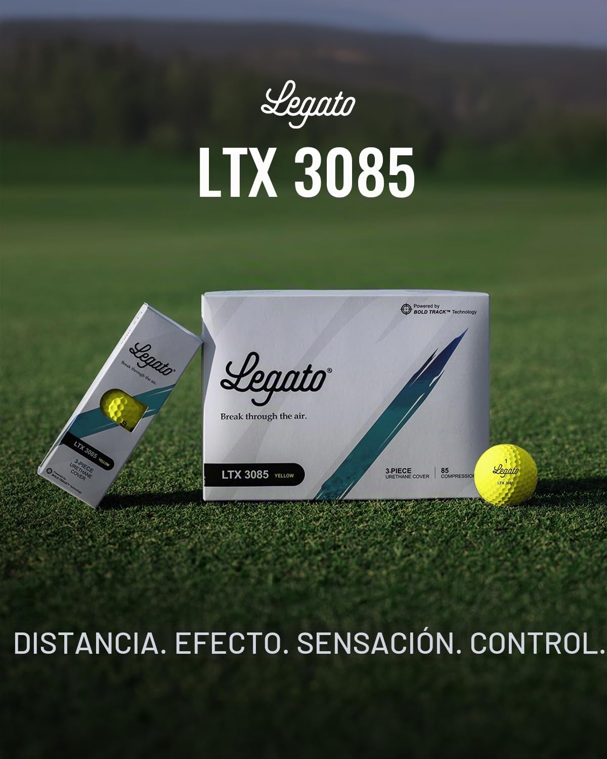 Legato Pelotas de Golf LTX3085 | Diseñado para Ayudar a los golfistas a superar los 90 | Distancia maximizada con una sensación más Suave | 3 Piezas | Cubierta de uretano | 85 compresiones