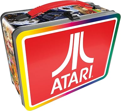 AQUARIUS Atari Fun Box - Sturdy Tin Storage Box with Plastic Handle & Embossed Front Cover - Officially Licensed ATARI merchandise & Collectible Gift