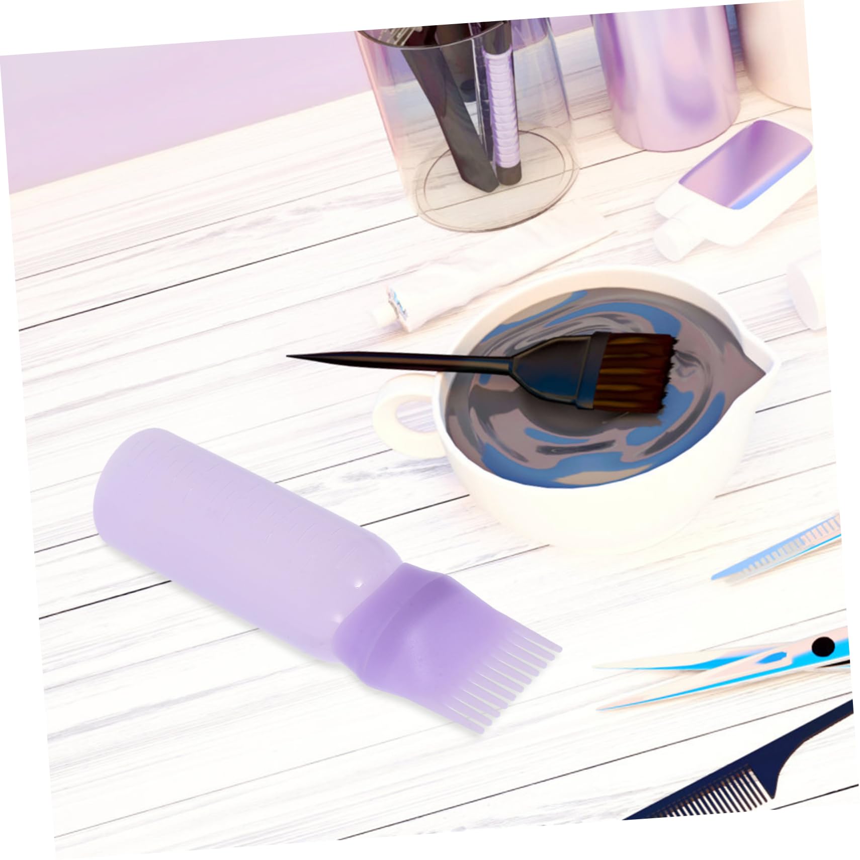 VICASKY 3pièces Flacon Applicateur de Teinture Capillaire avec Peigne Doseur et Échelle Graduée pour Application Directe et Répartition Uniforme