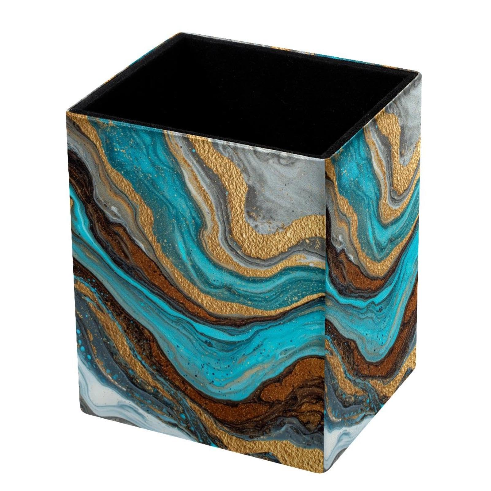 VAPOKF Pencil Holders for Desk, Marble Texture Printed Pen Holders Pen Pot Makeup Brushes Storage Desktop Stationery Supplies Organiser for Home Office