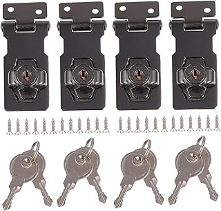 Operitacx 4pcs 90 Hasp Lock Wardrobe Cabinet Metal Cabinets Door Chain Lock Heavy Duty Hasp Locks for Cabinets Keyed Entry Door Knob Sturdy Keyed Hasp Locks Keyed Hasp Locks for House Metal