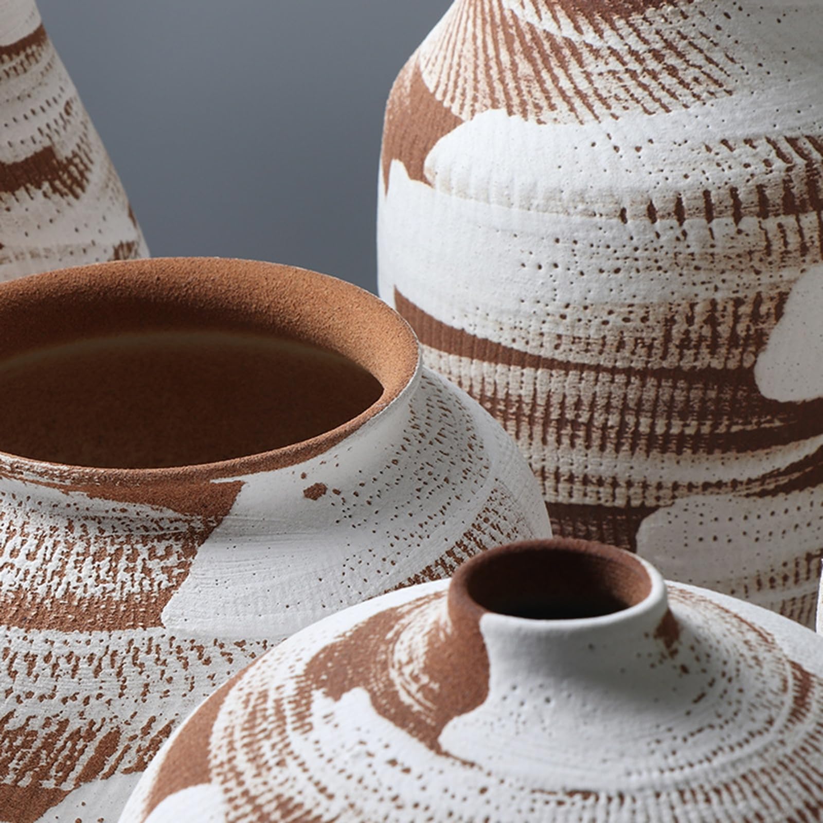Wazon ceramiczny do wystroju domu, rustykalny, rustykalny, dekoracyjny, ceramiczny, terakotowy, na stół, do salonu, łazienki, na półkę, do kominka,E