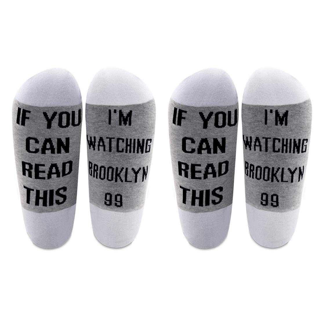 LEVLO Brooklyn 99 Inspired Gift If You Can Read This I'm Watching Brooklyn 99 Cotton Socks Brooklyn Nine Nine Fans Gift, 2 Pairs/Set - Mid Calf - 1, M