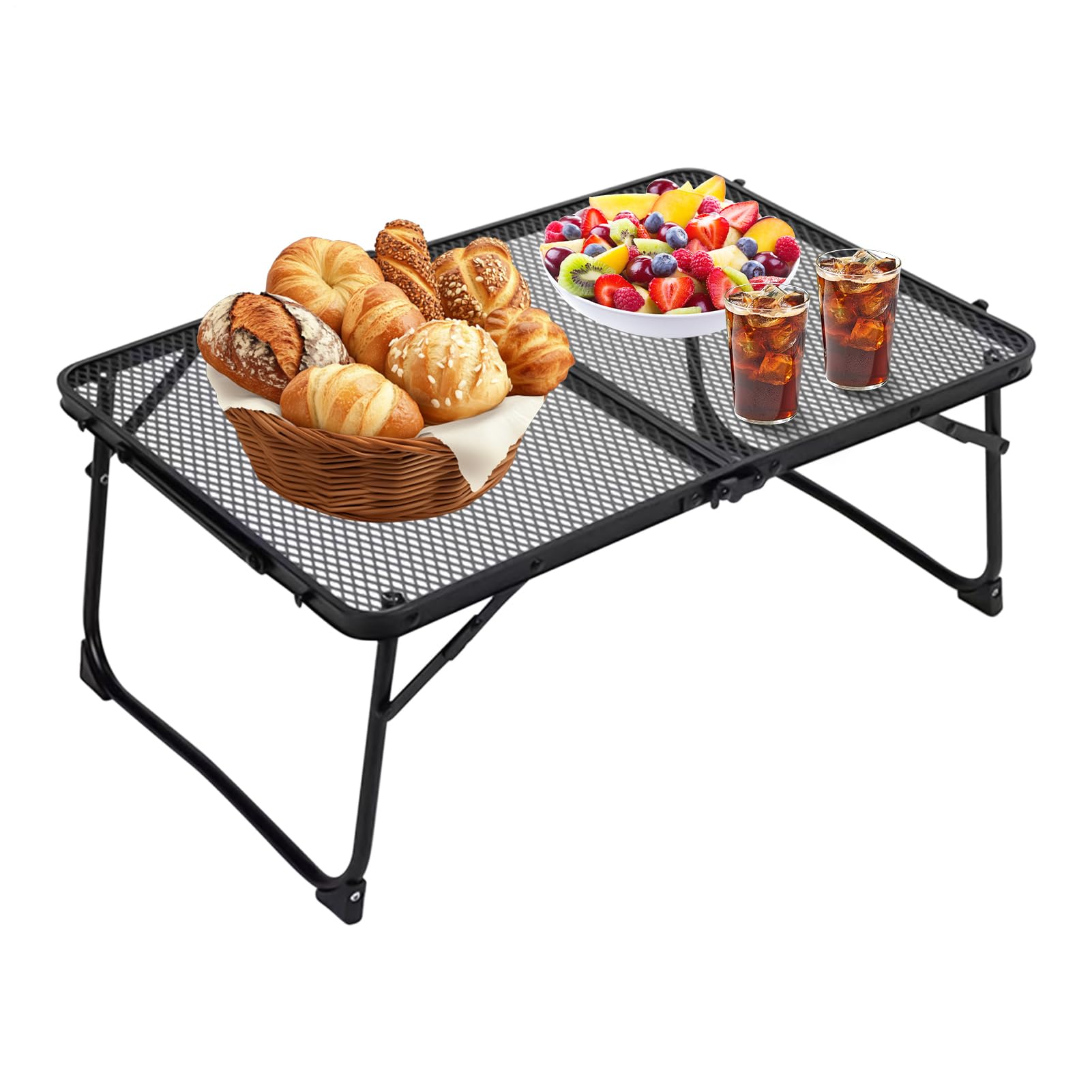 Table de pique-nique pliante en métal 60x40 cm avec dessus en filet