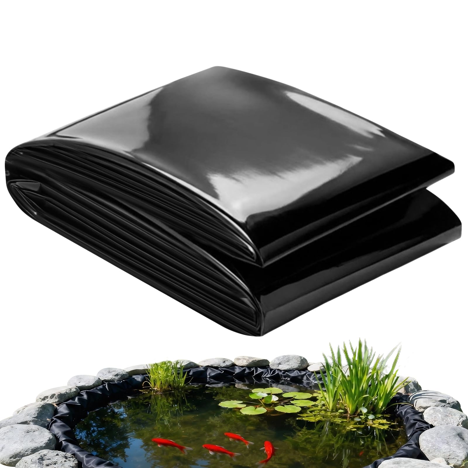 HKACSTHI Pond Liner 20 Mil HDPE Pond Liners for Outdoor Ponds Preformed Pond Liner for Koi Fish Duck Pond (10 x 15 Feet)