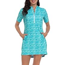 HDE Womens Short Sleeve Beach Coverup Dress with Hood UPF 50 Swim Cover Up