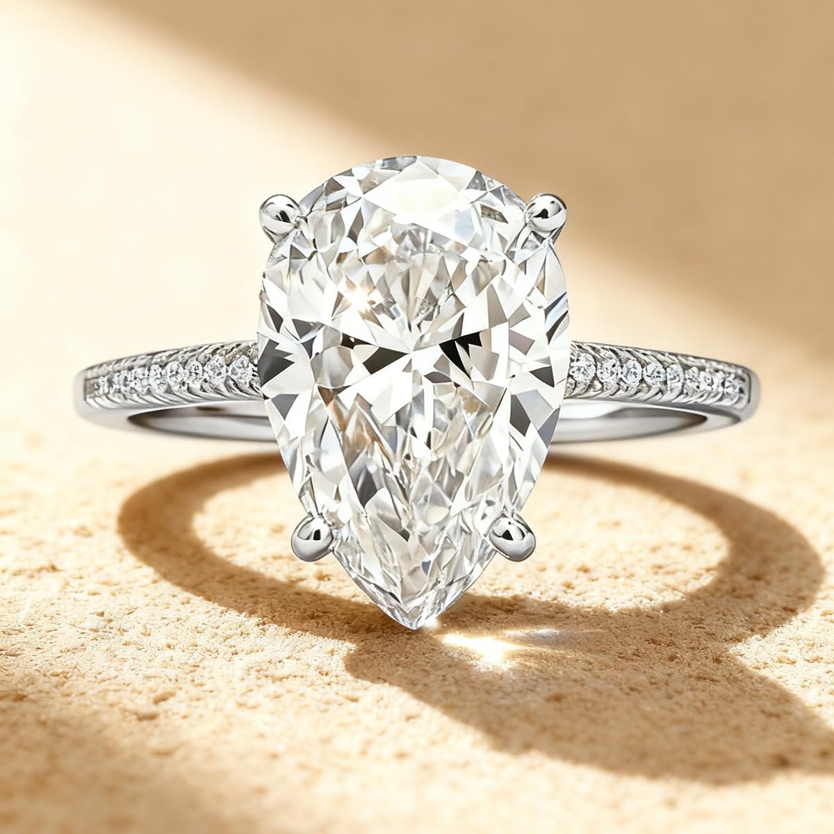 1 pc Luxury Fashion 4CT Four Claw Pear Shape Ring with Diamonds Sterling Silver Suitable for Women Engagement Wear Promise Wedding Ring Fine Jewellery Gift