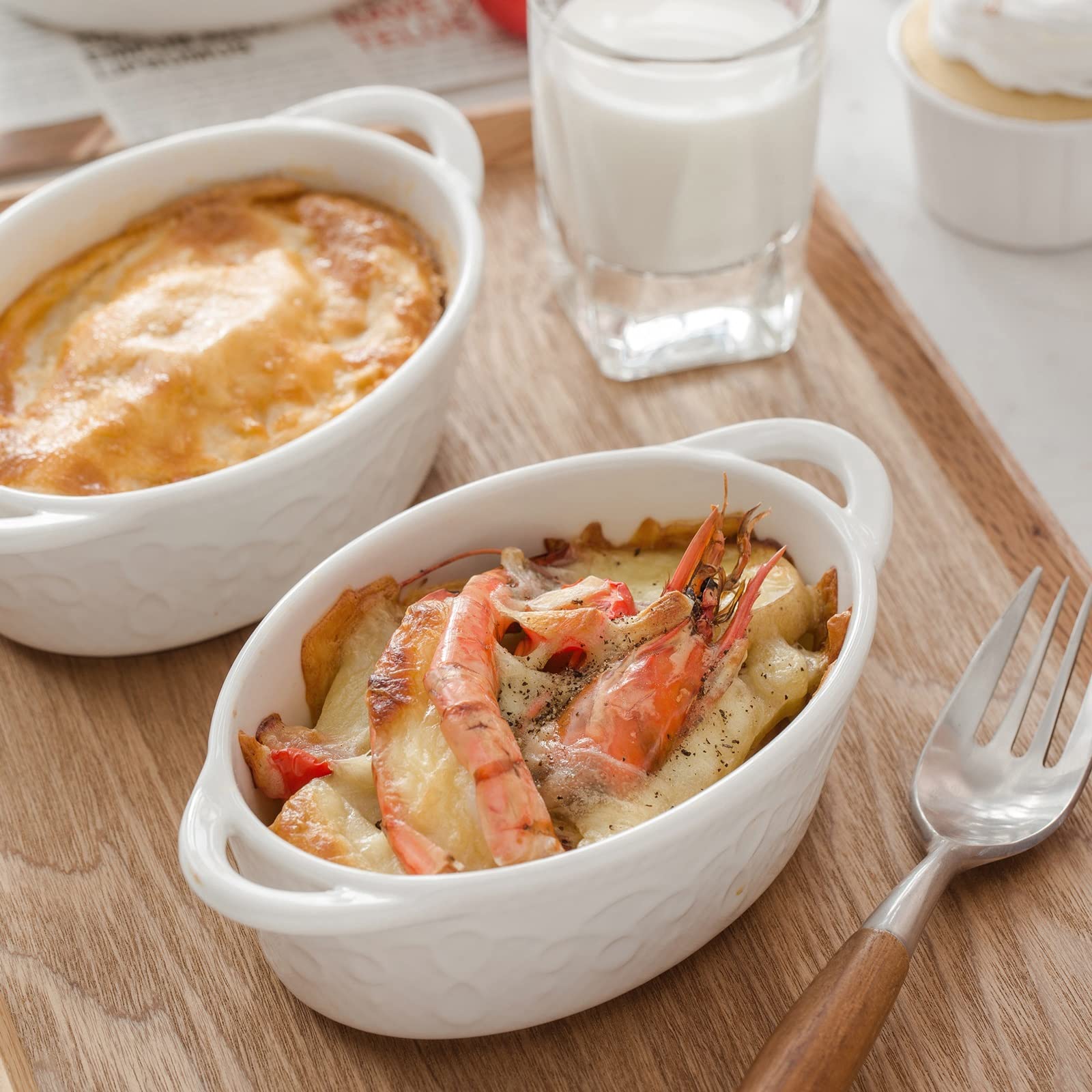 Plat à Four Vaisselle de cuisson en porcelaine de cuisson de cuisson de 4/8 pièces 4 Plat à Lasagnes(4-PIECE)