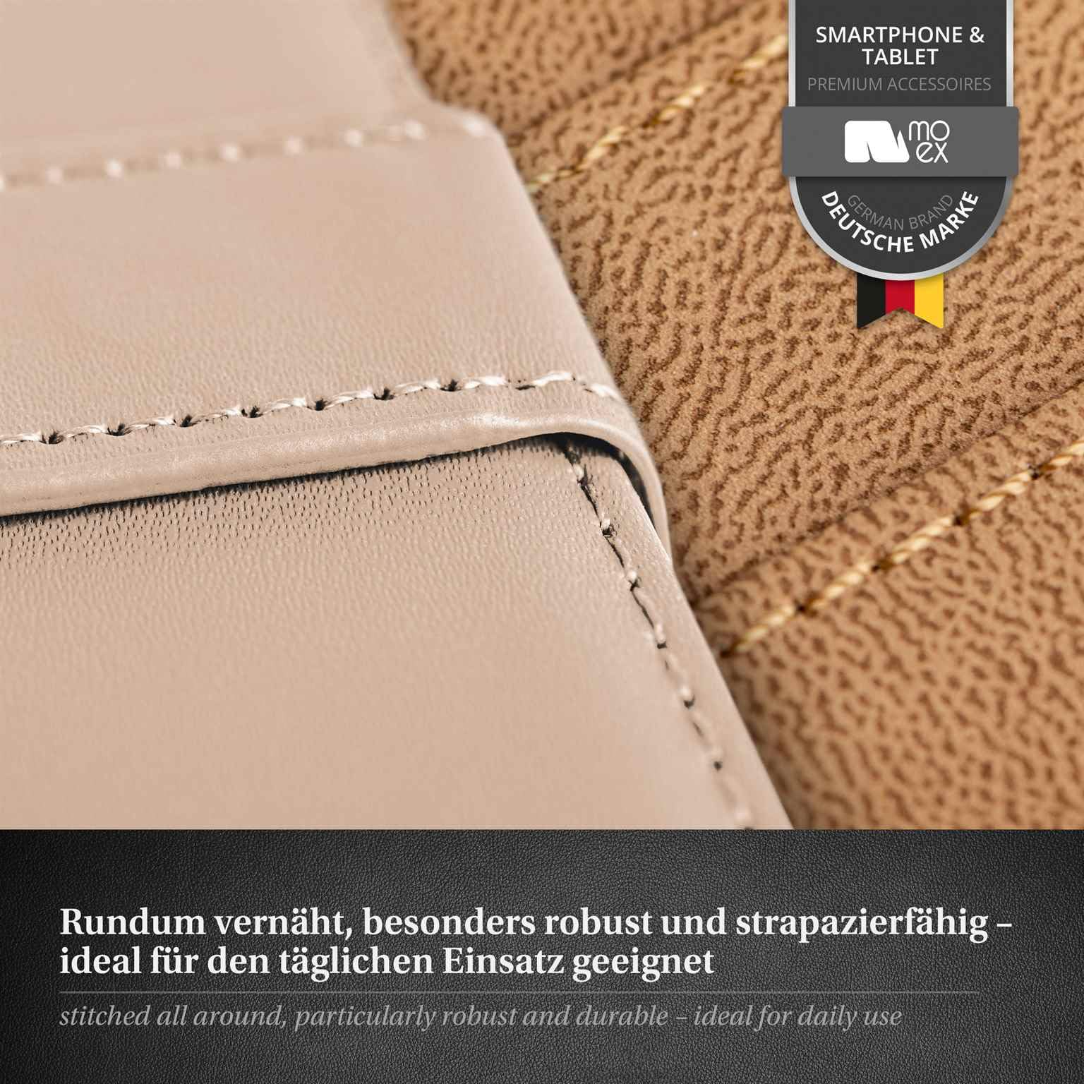 moex Set 4 in 1 per Samsung Galaxy S25 Ultra con 3 pellicole protettive, scomparto per carte di credito, custodia a libro e pellicola FlexProtect, protezione completa a 360°, tortora