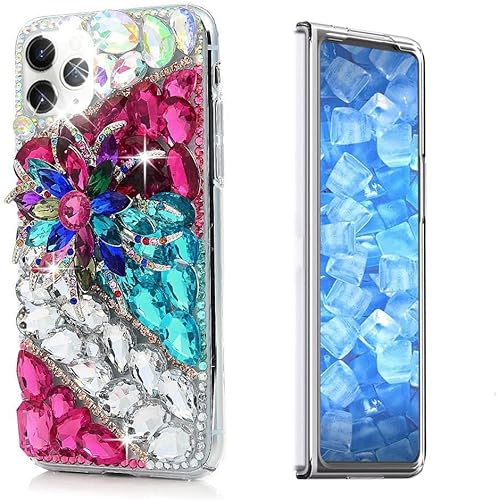 STENES Funda brillante compatible con Samsung Galaxy Z Fold 4 5G, elegante, 3D hecha a mano, con diamantes de imitación, diseño de diamantes de