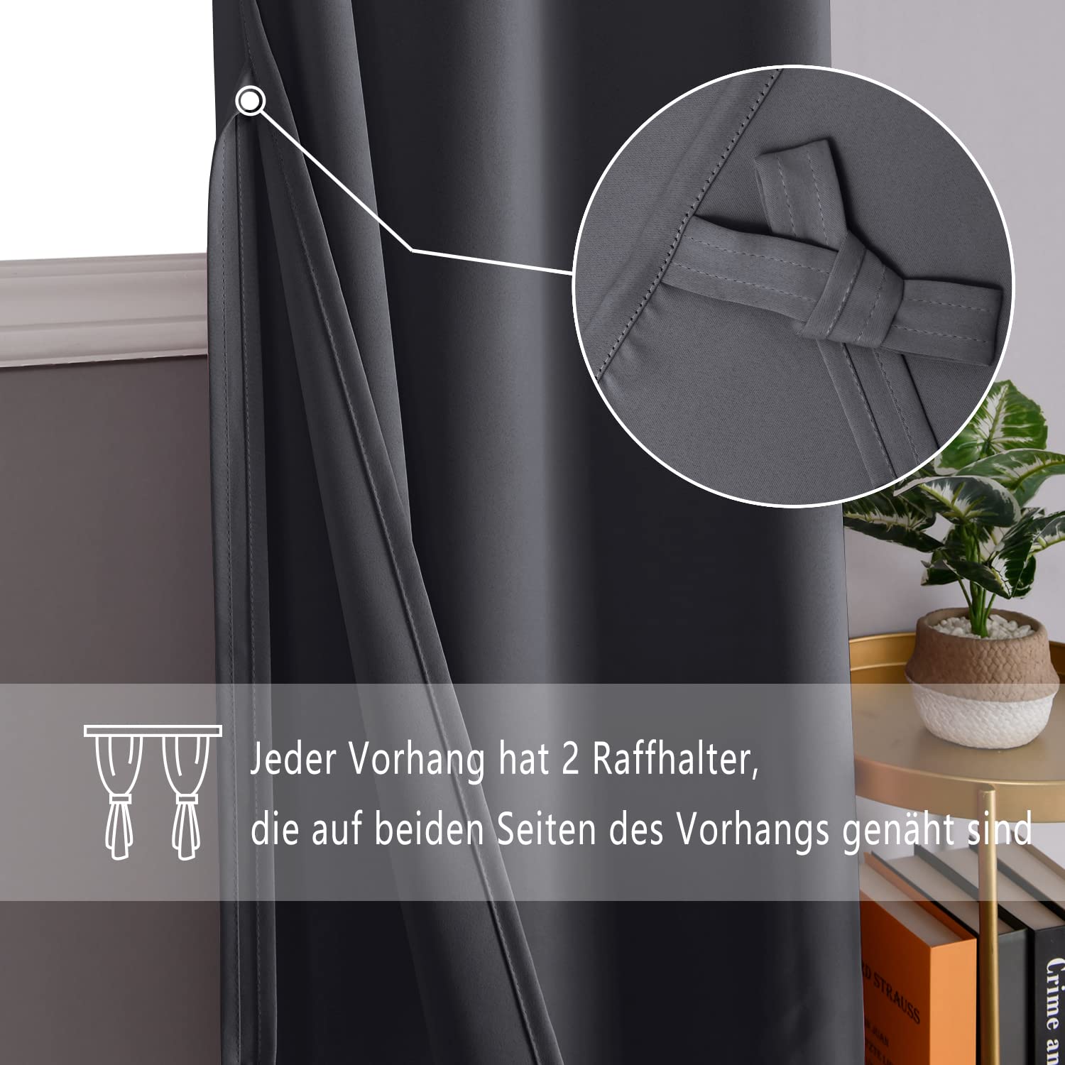DWCN Divisor de habitaciones, cortinas térmicas extra anchas contra el frío, 210 x 200 cm, 1 pieza, cortinas con ojales, cortina opaca para salón, dormitorio, gris oscuro