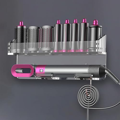 Soporte de almacenamiento para Dyson Airwrap Complete Styler, soporte de montaje en pared acrílico transparente, organizador de almacenamiento de HeyMoonTong
