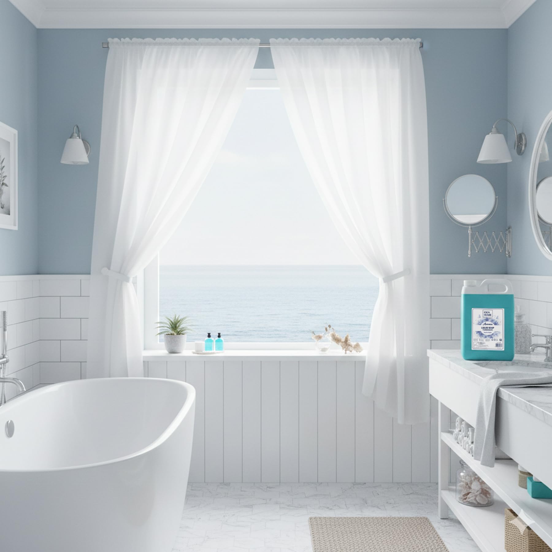 IDEA HOME AROMÉA Mydło w Płynie do Rąk 5L - Kremowe Mydło, Odżywcze, Nawilżające, Odpowiednie dla Wszystkich Rodzajów Skóry - Idealne do Dozowników, Zapach Morskiej Bryzy
