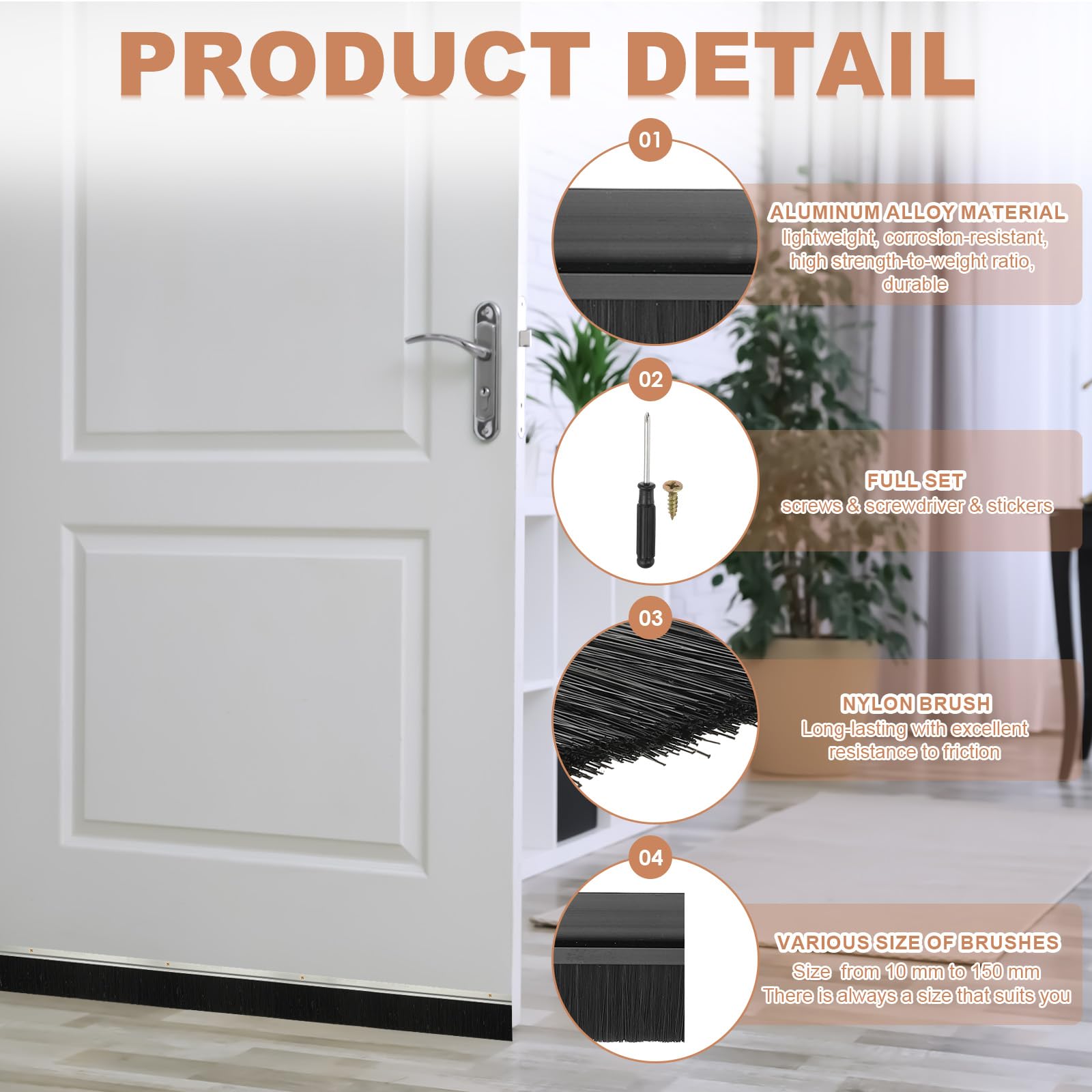 PATIKIL Door Brush Sweeps 2.76" Bristles x 47.24" Long - Image 3
