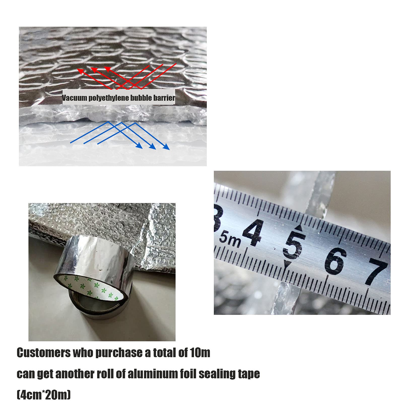 5mm Espesar Doble Aluminio Aislante Térmico Reflexivo Aislamiento Térmico Multicapa para Frío Y Calor Loft Techo Attic Wall Garaje Cobertizos, Caravanas,Botes,Casas De Mascotas Y Gar(Size:2m*4m)