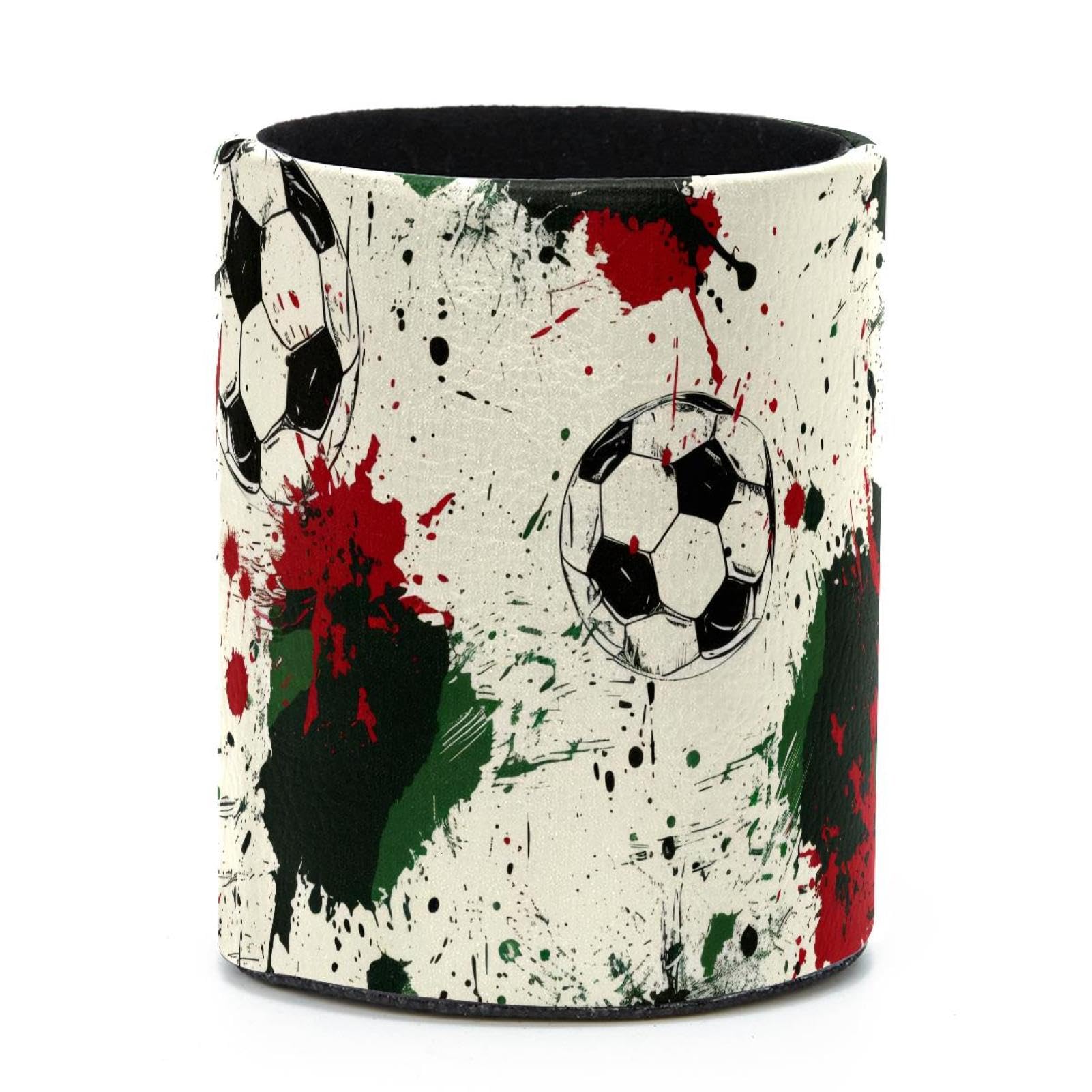 VAPOKF Round Pencil Holders for Desk, Soccer Pattern Pen Holders Pen Pot Makeup Brushes Storage Desktop Stationery Supplies Organiser for Home Office