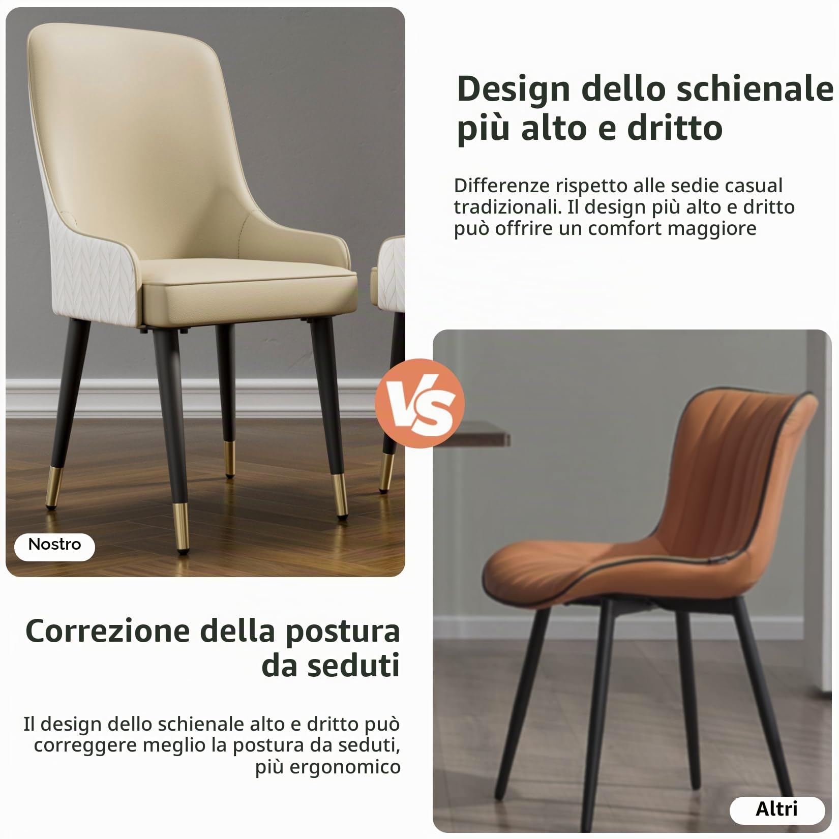 FATIVO Set di 2 Sedie da pranzo in Ecopelle Antigraffio: con Testa di Leone Design Sedie cucina Moderne Comodo imbottite - Facile da Pulire per famiglie sala da pranzo Facile assemblaggio