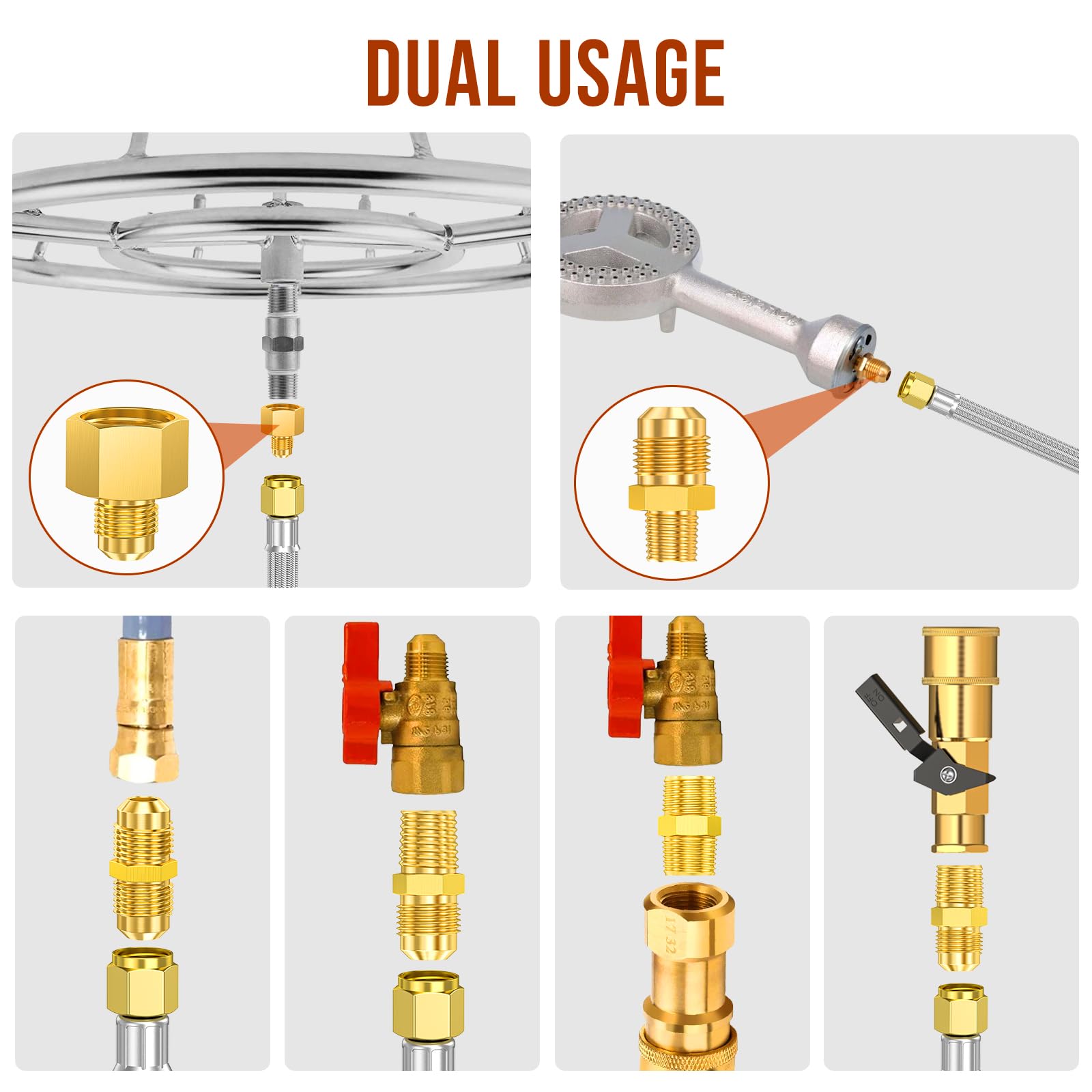 Przedłużacz węża propanowego 3,7 m do urządzeń propanowych wyposażony w męską flarę 3/20.3 cm - z 6 adapterami 1/20.3 cm 3/20.3 cm 1/5.1 cm 1/10.2 cm NPT męski, do grilla gazowego, kampera, grzejnika